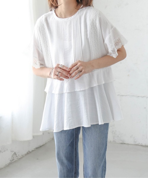 La-gemme(ラジェム)の「レースペプラムブラウス(シャツ/ブラウス・レディース・ホワイト/ブラック・フリー)」の12枚目の写真