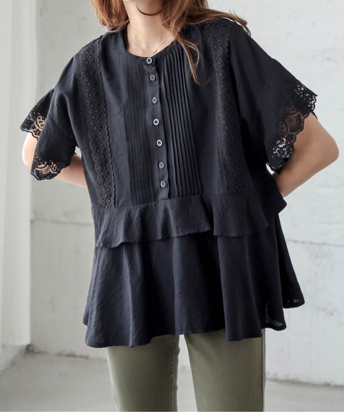 La-gemme(ラジェム)の「レースペプラムブラウス(シャツ/ブラウス・レディース・ホワイト/ブラック・フリー)」の17枚目の写真