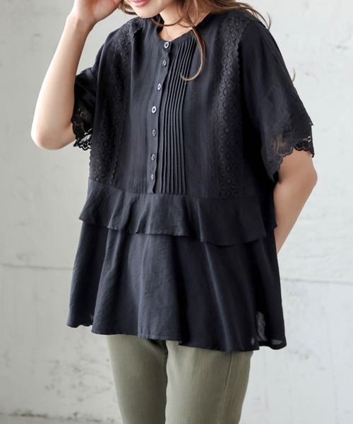 La-gemme(ラジェム)の「レースペプラムブラウス(シャツ/ブラウス・レディース・ホワイト/ブラック・フリー)」の7枚目の写真