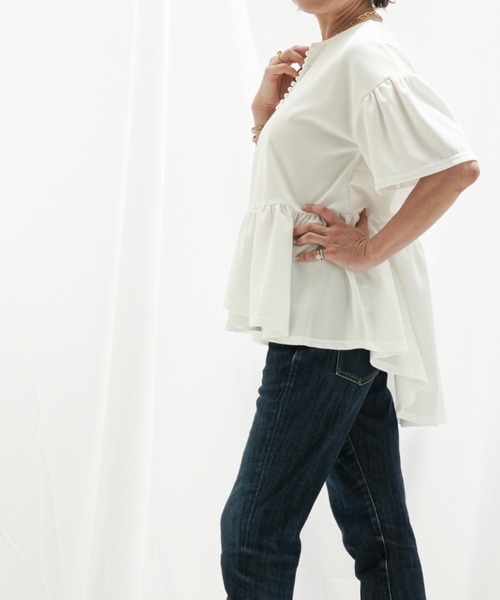 a lot of love(ア ロット オブ ラブ)の「Vネックパールデザインブラウス(シャツ/ブラウス・レディース・ブラック/ホワイト・FREE)」の12枚目の写真