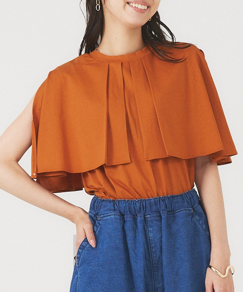 abahouse mavie（アバハウスマヴィ）の「【接触冷感】マルチWAYケーププルオーバー（Tシャツ/カットソー・レディース・ダークオレンジ/ホワイト/ブラック/ダークグリーン・フリー）」の4枚目の写真