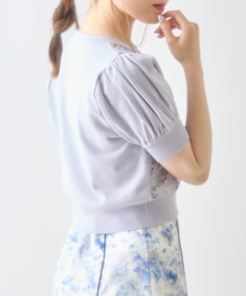 tocco closet(トッコ クローゼット)の「パールビジュー釦フラワーレース切り替えニットカーディガン(カーディガン/ボレロ・レディース・ネイビー/オフホワイト/ラベンダー/ベージュ・M)」の18枚目の写真