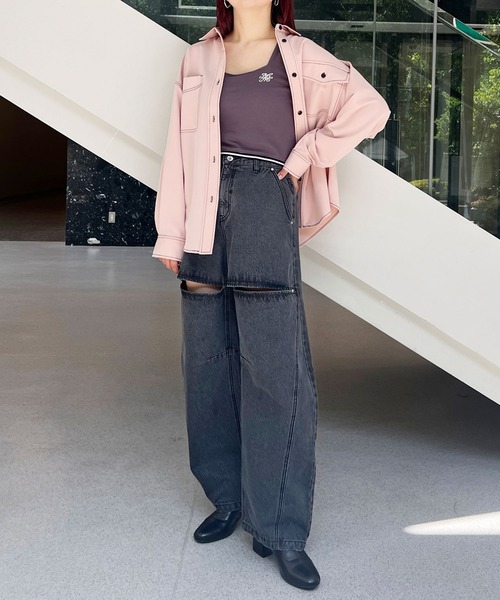 179/WG(イチナナキュウダブルジー)の「クロップド リブタンクトップ/ワンポイント刺繍(タンクトップ・レディース・ブラウン/オフホワイト/チャコールグレー・FREE)」の22枚目の写真