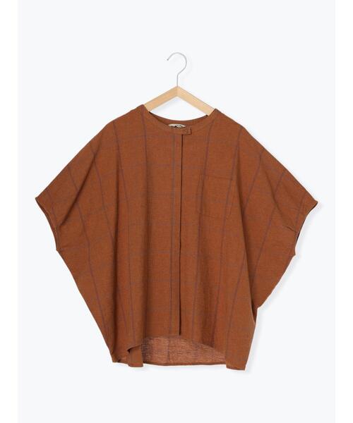 Samansa Mos2（サマンサ モスモス）の「【クールコットン】柄アソート袖タッククルーネックブラウス（シャツ/ブラウス・レディース・チャコールグレー/ブラウン/ベージュ/キナリ・F）」の3枚目の写真