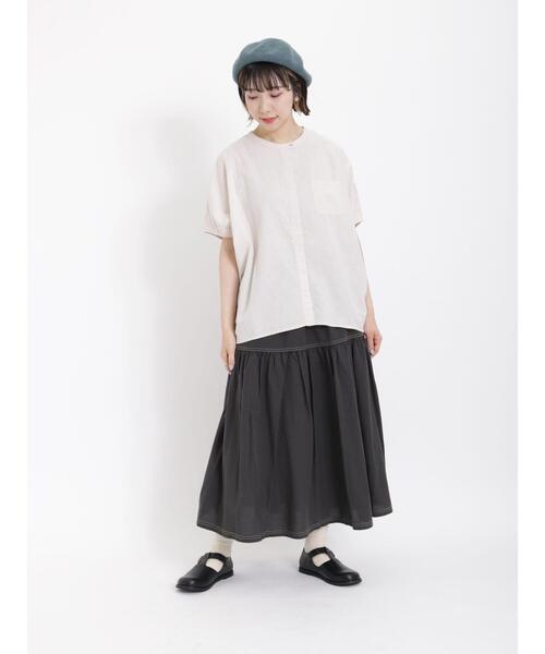 Samansa Mos2（サマンサ モスモス）の「【クールコットン】柄アソート袖タッククルーネックブラウス（シャツ/ブラウス・レディース・チャコールグレー/ブラウン/ベージュ/キナリ・F）」の14枚目の写真