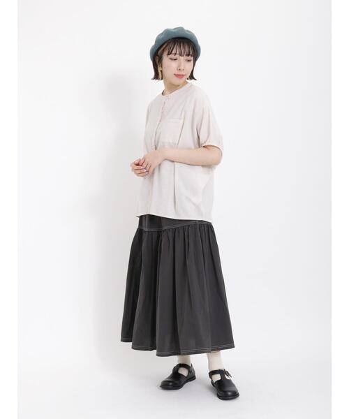 Samansa Mos2（サマンサ モスモス）の「【クールコットン】柄アソート袖タッククルーネックブラウス（シャツ/ブラウス・レディース・チャコールグレー/ブラウン/ベージュ/キナリ・F）」の15枚目の写真