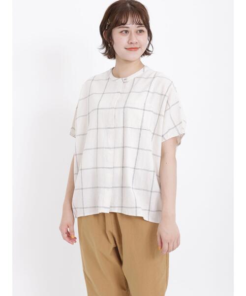 Samansa Mos2（サマンサ モスモス）の「【クールコットン】柄アソート袖タッククルーネックブラウス（シャツ/ブラウス・レディース・チャコールグレー/ブラウン/ベージュ/キナリ・F）」の16枚目の写真