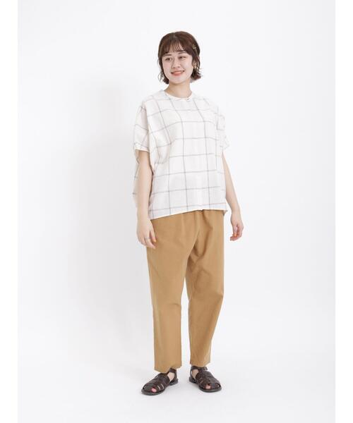 Samansa Mos2（サマンサ モスモス）の「【クールコットン】柄アソート袖タッククルーネックブラウス（シャツ/ブラウス・レディース・チャコールグレー/ブラウン/ベージュ/キナリ・F）」の18枚目の写真