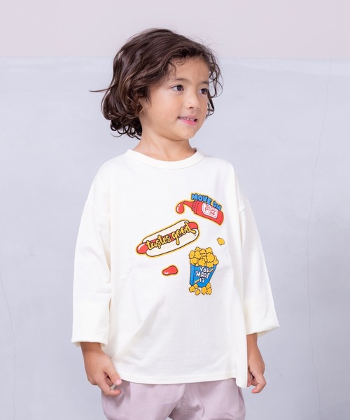 Life Support Products（ライフサポートプロダクツ）の「プリントロンティー（80～150cm）（Tシャツ/カットソー・キッズ・ブルー/ホワイト/レッド/杢グレー/ピンク/グリーン/オフホワイト/ベージュ/ブラック/チャコール・90/95/100/110/120/130/140/150/80）」の2枚目の写真