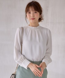 【美人百花10月号掲載】ハイネックシャーリング ブラウス