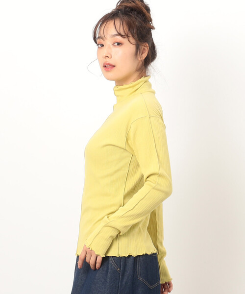ONIGIRI(オニギリ)の「ランダムリブ ハイネック ロングスリーブ カットソー(Tシャツ/カットソー・レディース・ワイン/カーキ/アイボリー/マスタード/イエロー/ライラック/ネイビー/グレー/ミント/チャコール・FREE)」の8枚目の写真