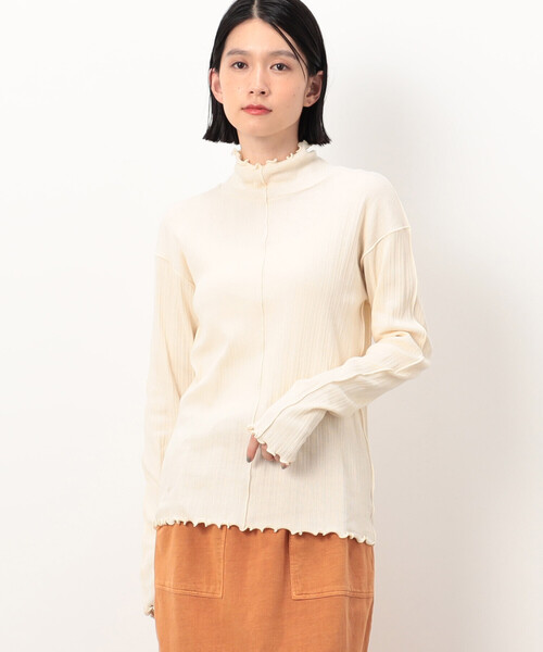 ONIGIRI(オニギリ)の「ランダムリブ ハイネック ロングスリーブ カットソー(Tシャツ/カットソー・レディース・ワイン/カーキ/アイボリー/マスタード/イエロー/ライラック/ネイビー/グレー/ミント/チャコール・FREE)」の21枚目の写真
