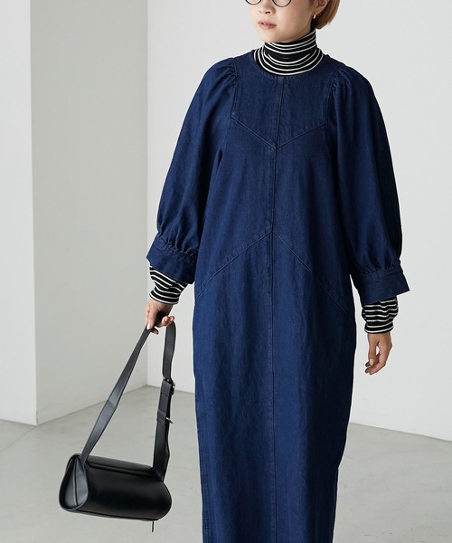 forksy.】10ozデニムボリュームスリーブワンピース forksy.│MONO-MART