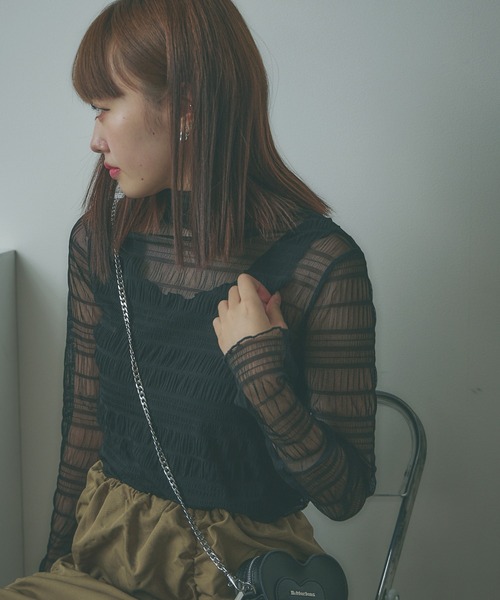 AO2(アオズ)の「Sheer Lace Inner Tops / シアーレースメロウインナートップス(Tシャツ/カットソー・レディース・ホワイト/パープル/アイボリー/ブラック/ライトピンク・FREE)」の22枚目の写真