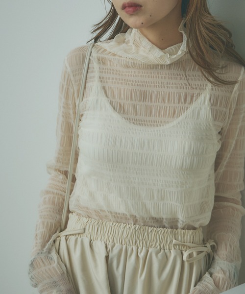 AO2(アオズ)の「Sheer Lace Inner Tops / シアーレースメロウインナートップス(Tシャツ/カットソー・レディース・ホワイト/パープル/アイボリー/ブラック/ライトピンク・FREE)」の14枚目の写真