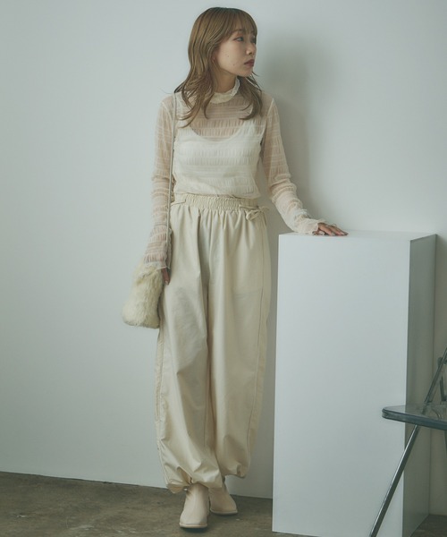 AO2(アオズ)の「Sheer Lace Inner Tops / シアーレースメロウインナートップス(Tシャツ/カットソー・レディース・ホワイト/パープル/アイボリー/ブラック/ライトピンク・FREE)」の20枚目の写真