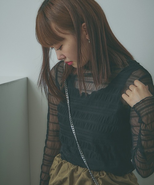 AO2(アオズ)の「Sheer Lace Inner Tops / シアーレースメロウインナートップス(Tシャツ/カットソー・レディース・ホワイト/パープル/アイボリー/ブラック/ライトピンク・FREE)」の16枚目の写真