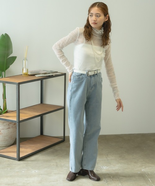 AO2(アオズ)の「Sheer Lace Inner Tops / シアーレースメロウインナートップス(Tシャツ/カットソー・レディース・ホワイト/パープル/アイボリー/ブラック/ライトピンク・FREE)」の6枚目の写真