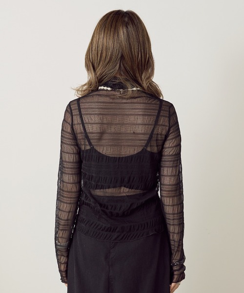 AO2(アオズ)の「Sheer Lace Inner Tops / シアーレースメロウインナートップス(Tシャツ/カットソー・レディース・ホワイト/パープル/アイボリー/ブラック/ライトピンク・FREE)」の12枚目の写真
