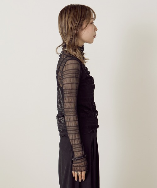 AO2(アオズ)の「Sheer Lace Inner Tops / シアーレースメロウインナートップス(Tシャツ/カットソー・レディース・ホワイト/パープル/アイボリー/ブラック/ライトピンク・FREE)」の13枚目の写真
