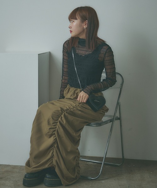 AO2(アオズ)の「Sheer Lace Inner Tops / シアーレースメロウインナートップス(Tシャツ/カットソー・レディース・ホワイト/パープル/アイボリー/ブラック/ライトピンク・FREE)」の17枚目の写真