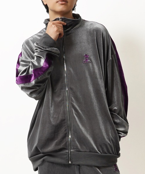 ジャケット　ジャージ　プロケッズ　グレーxパープル　LL 1111clothing（ワンフォークロージング）の「ベロア トラック
