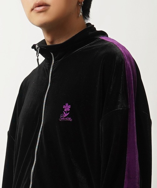 1111clothing(ワンフォークロージング)の「ベロア トラックジャケット 【セットアップ可能】 / Velor Track Jacket 【Can be set up】(ジャージ・メンズ・パープル/ターコイズブルー/グレー/ブラック・L/M)」の9枚目の写真