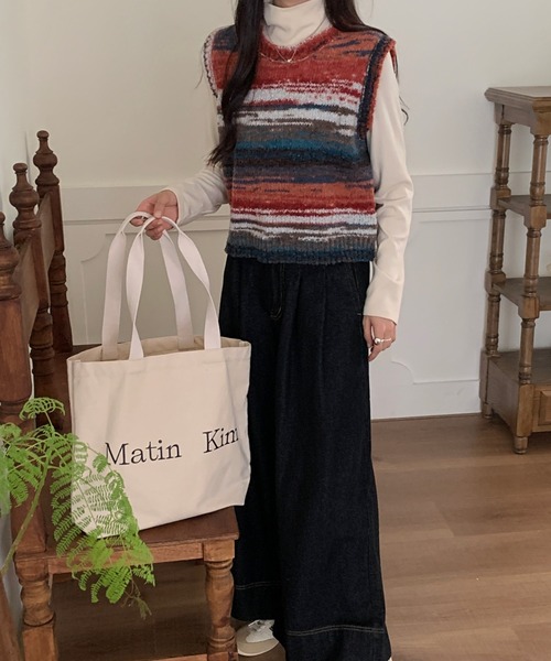 ABITOKYO（アビトーキョー）の「グラデーションマルチウェイボーダーニットベスト（ベスト・レディース・グリーン系その他/ブルー系その他/オレンジ系その他・FREE）」の14枚目の写真