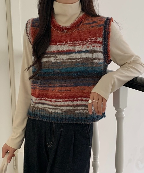 ABITOKYO（アビトーキョー）の「グラデーションマルチウェイボーダーニットベスト（ベスト・レディース・グリーン系その他/ブルー系その他/オレンジ系その他・FREE）」の19枚目の写真