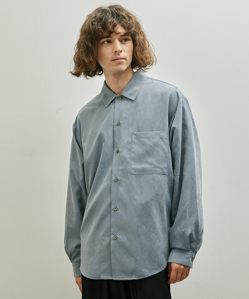 JUNRED(ジュンレッド)の「ナイロンスエードシャツ(シャツ/ブラウス・メンズ・オリーブ/キナリ/ブルー・L/M/LL)」の6枚目の写真