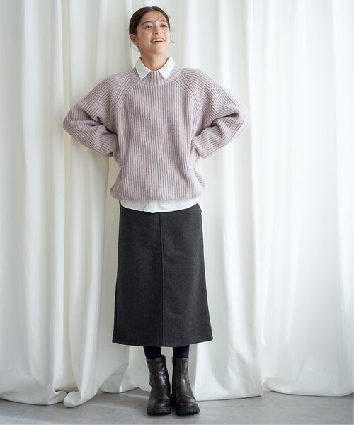 LBC(エルビーシー)の「圧縮ジャージIラインスカート(スカート・レディース・ダークブラウン/チャコールグレー/ベージュ・M)」の16枚目の写真