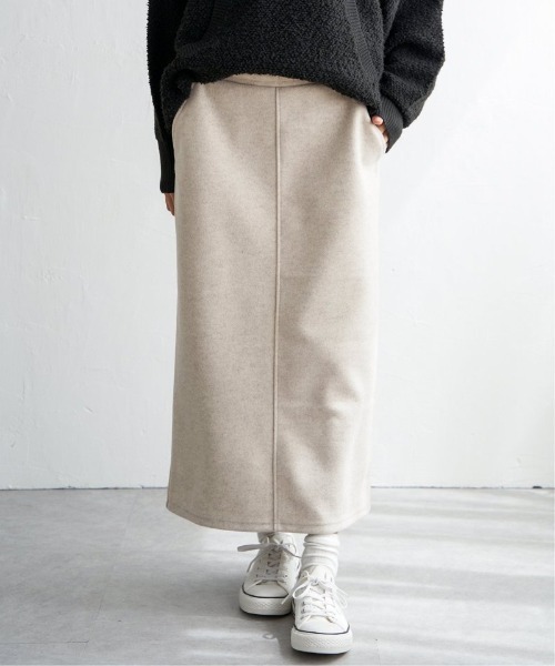 LBC(エルビーシー)の「圧縮ジャージIラインスカート(スカート・レディース・ダークブラウン/チャコールグレー/ベージュ・M)」の3枚目の写真