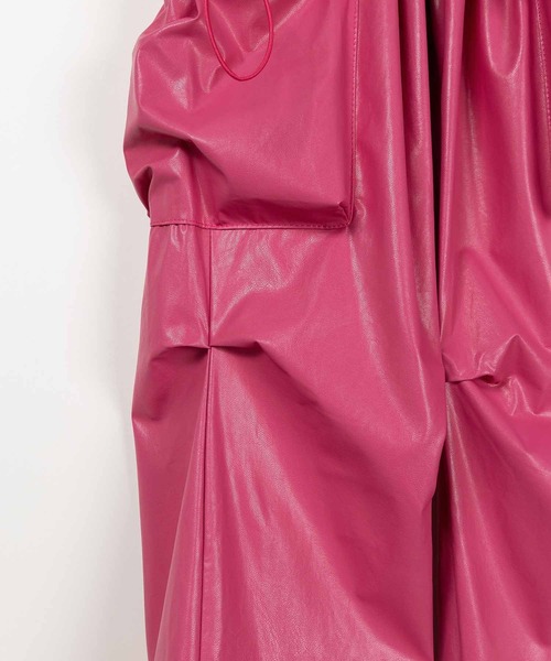 ※【 選べる４size ／２color 】タックデザインフェイクレザードロストワイドカーゴパンツ（カーゴパンツ）｜me+em select（ミームセレクト）