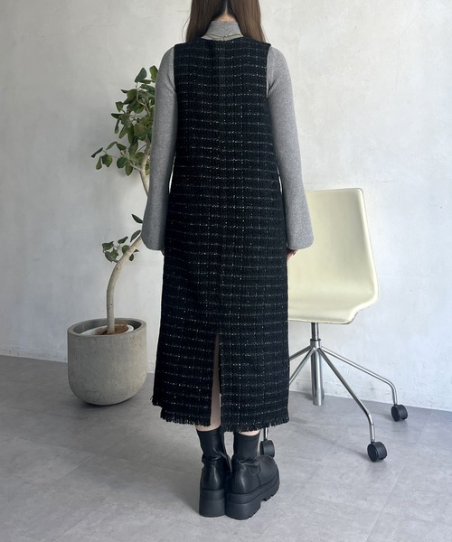 prose verse(プロズヴェール)の「ポケットチェーンツイードチェックジャンスカ(ジャンパースカート・レディース・ブラック・MEDIUM)」の14枚目の写真