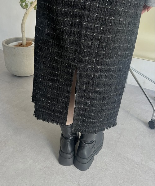 prose verse(プロズヴェール)の「ポケットチェーンツイードチェックジャンスカ(ジャンパースカート・レディース・ブラック・MEDIUM)」の15枚目の写真