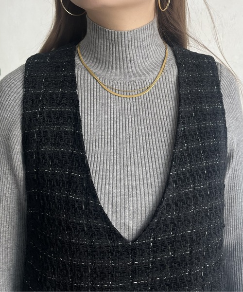 prose verse(プロズヴェール)の「ポケットチェーンツイードチェックジャンスカ(ジャンパースカート・レディース・ブラック・MEDIUM)」の16枚目の写真