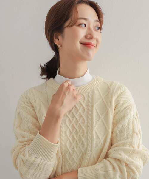 URBAN RESEARCH DOORS（アーバンリサーチドアーズ）の「コットンスムースハイネックプルオーバー（Tシャツ/カットソー・レディース・チャコールグレー/オフホワイト・MEDIUM）」の4枚目の写真