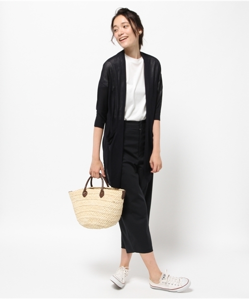 ikka（イッカ）の「12Gロングカーディガン（カーディガン/ボレロ・レディース・ダークグリーン/ホワイト/ネイビー・FREE）」の10枚目の写真