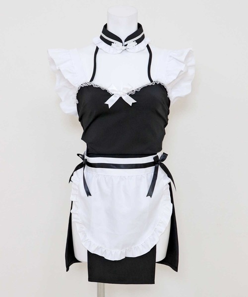 OSYAREVO（オシャレボ）の「コスプレ チャイナ×メイド レディース ホワイトデー 記念日（コスチューム/パーティーグッズ・レディース・ブラック/グリーン・ONESIZE）」の3枚目の写真