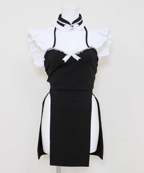 OSYAREVO（オシャレボ）の「コスプレ チャイナ×メイド レディース ホワイトデー 記念日（コスチューム/パーティーグッズ・レディース・ブラック/グリーン・ONESIZE）」の6枚目の写真