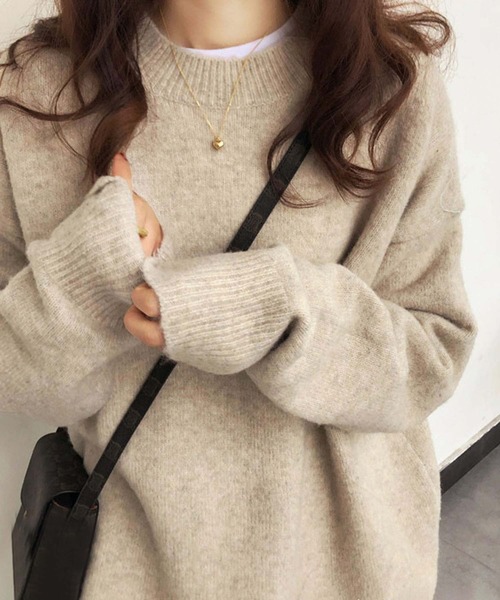 Doula Doula（ドゥーラドゥーラ）の「オーバーサイズニット（ニット/セーター・レディース・イエロー/ベージュ/キャメル/パープル/ブラック/ネイビー・FREE）」の3枚目の写真