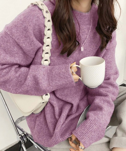 Doula Doula（ドゥーラドゥーラ）の「オーバーサイズニット（ニット/セーター・レディース・イエロー/ベージュ/キャメル/パープル/ブラック/ネイビー・FREE）」の4枚目の写真