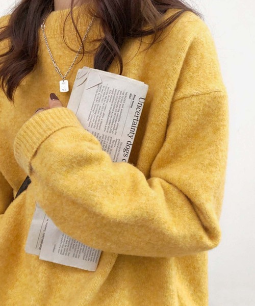 Doula Doula（ドゥーラドゥーラ）の「オーバーサイズニット（ニット/セーター・レディース・イエロー/ベージュ/キャメル/パープル/ブラック/ネイビー・FREE）」の7枚目の写真