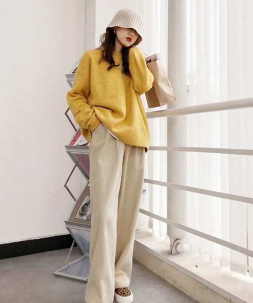 Doula Doula（ドゥーラドゥーラ）の「オーバーサイズニット（ニット/セーター・レディース・イエロー/ベージュ/キャメル/パープル/ブラック/ネイビー・FREE）」の11枚目の写真