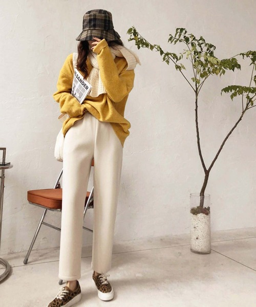 Doula Doula（ドゥーラドゥーラ）の「オーバーサイズニット（ニット/セーター・レディース・イエロー/ベージュ/キャメル/パープル/ブラック/ネイビー・FREE）」の14枚目の写真