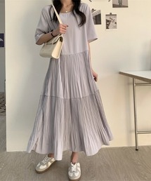 【Bz】 [IZU] プリーツデザインワンピース