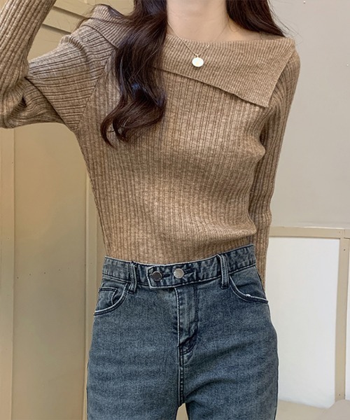 SEU（エスイーユー）の「オフショル長袖ニットトップス 折り返し