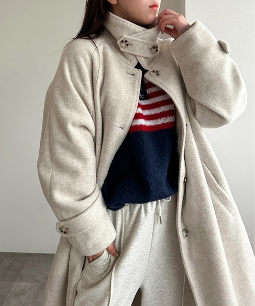 apres jour mignon（アプレジュールミニョン）の「2WAYスタンドカラーロングコート【ZOZOTOWN限定アイテム】（ステンカラーコート・レディース・チャコールグレー/ナチュラル/ブラック・X-LARGE/フリー）」の7枚目の写真