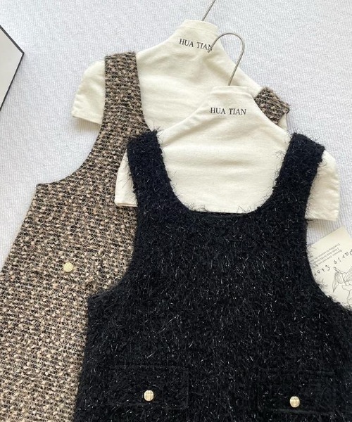 PIN（ピン）の「インナー付き TWEEDジャンスカ（ジャンパースカート・レディース・ブラック/ベージュ・FREE）」の14枚目の写真