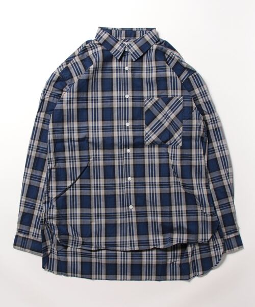 STYLEBLOCK(スタイルブロック)の「平織チェック柄長袖シャツ(BIGシルエット)(シャツ/ブラウス・メンズ・ネイビー/ブルー/レッド・M/L)」の9枚目の写真